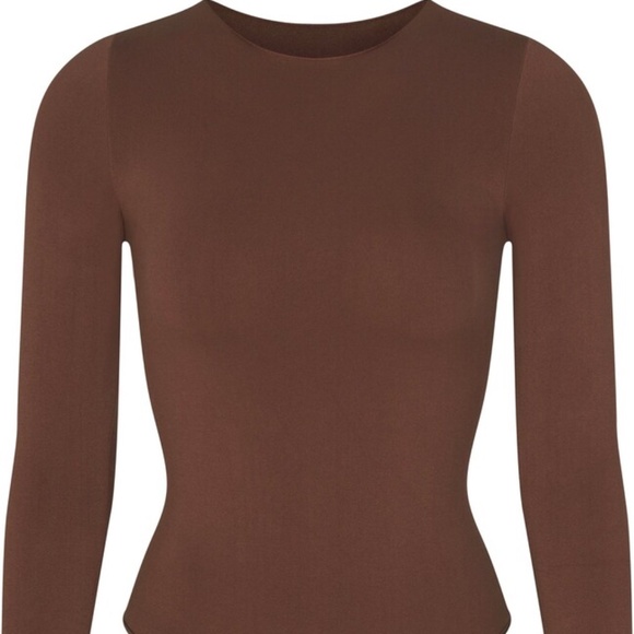 SKIMS Tops - SKIMS ESSENTIAL BODYSUITS Essential Crew Neck Long Sleeve Bodysuit | Cocoa